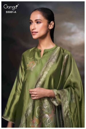 My Fashion Road Ganga Fashion Mansie Fancy Jacquard Silk Ladies Suit | S5081 – A