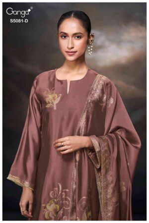 My Fashion Road Ganga Fashion Mansie Fancy Jacquard Silk Ladies Suit | S5081 – D