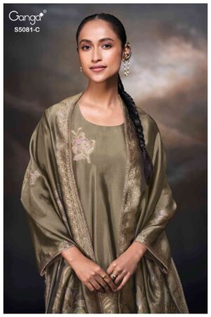 My Fashion Road Ganga Fashion Mansie Fancy Jacquard Silk Ladies Suit | S5081 – C