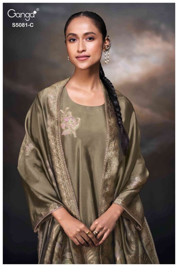 My Fashion Road Ganga Fashion Mansie Fancy Jacquard Silk Ladies Suit | S5081 – C