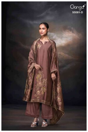 My Fashion Road Ganga Fashion Mansie Fancy Jacquard Silk Ladies Suit | S5081 – D