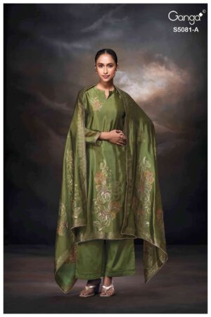 My Fashion Road Ganga Fashion Mansie Fancy Jacquard Silk Ladies Suit | S5081 – A