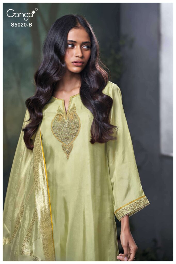 My Fashion Road Ganga Fashion Meloni Pure Bemberg Silk Partywear Suit | S5020 – B