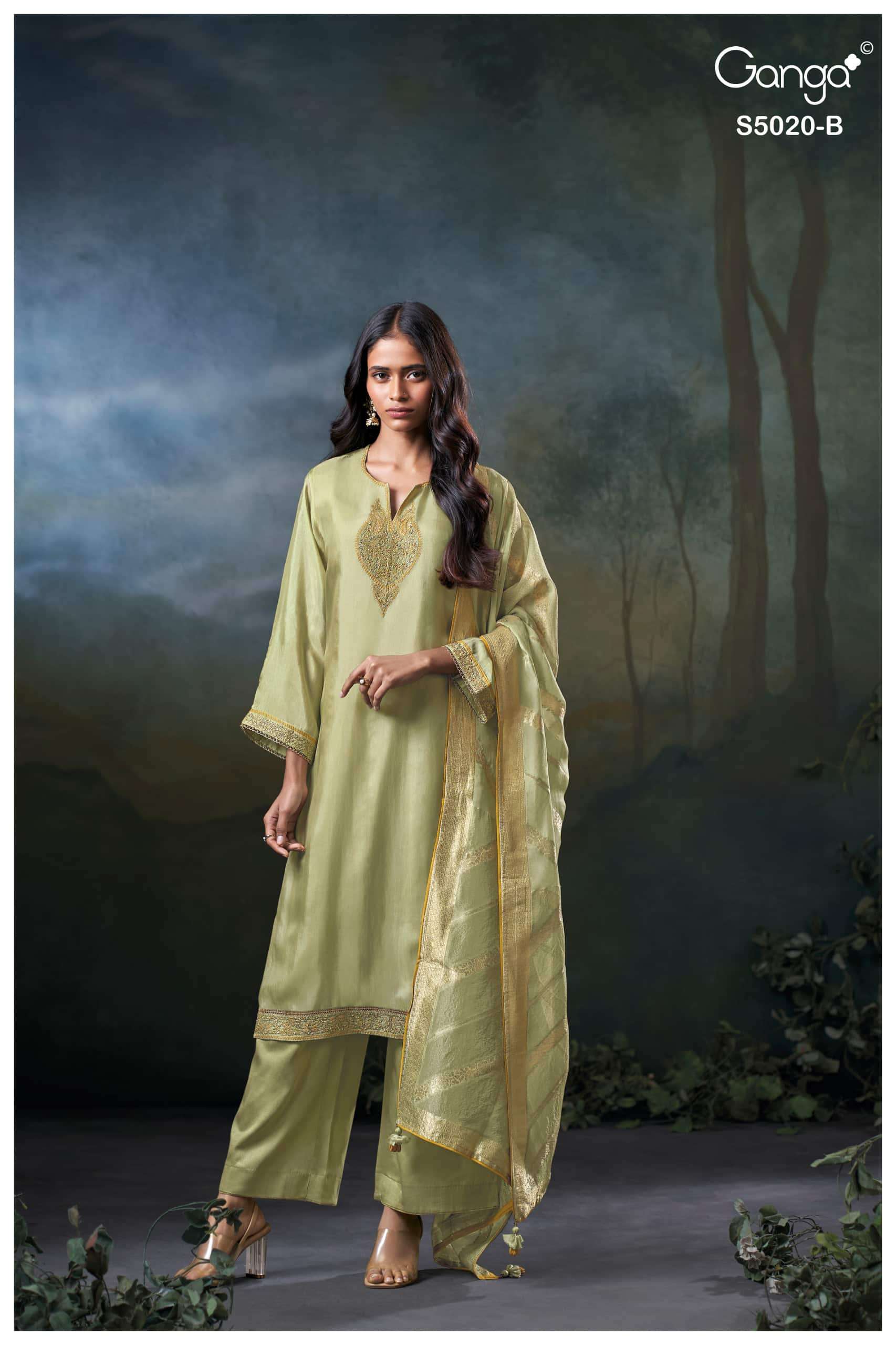 My Fashion Road Ganga Fashion Meloni Pure Bemberg Silk Partywear Suit | S5020 – B My Fashion Road Ganga Fashion Meloni Pure Bemberg Silk Partywear Suit | S5020 – B