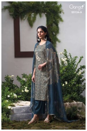 My Fashion Road Ganga Fashion Mithila Exclusive Satin Cotton Dress | S5134 – A