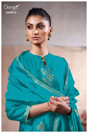 My Fashion Road Ganga Fashion Nivora Pure Woven Silk Designer Suit | S4966 – E