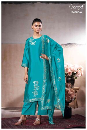 My Fashion Road Ganga Fashion Nivora Pure Woven Silk Designer Suit | S4966-A