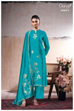 My Fashion Road Ganga Fashion Nivora Pure Woven Silk Designer Suit | S4966 – E