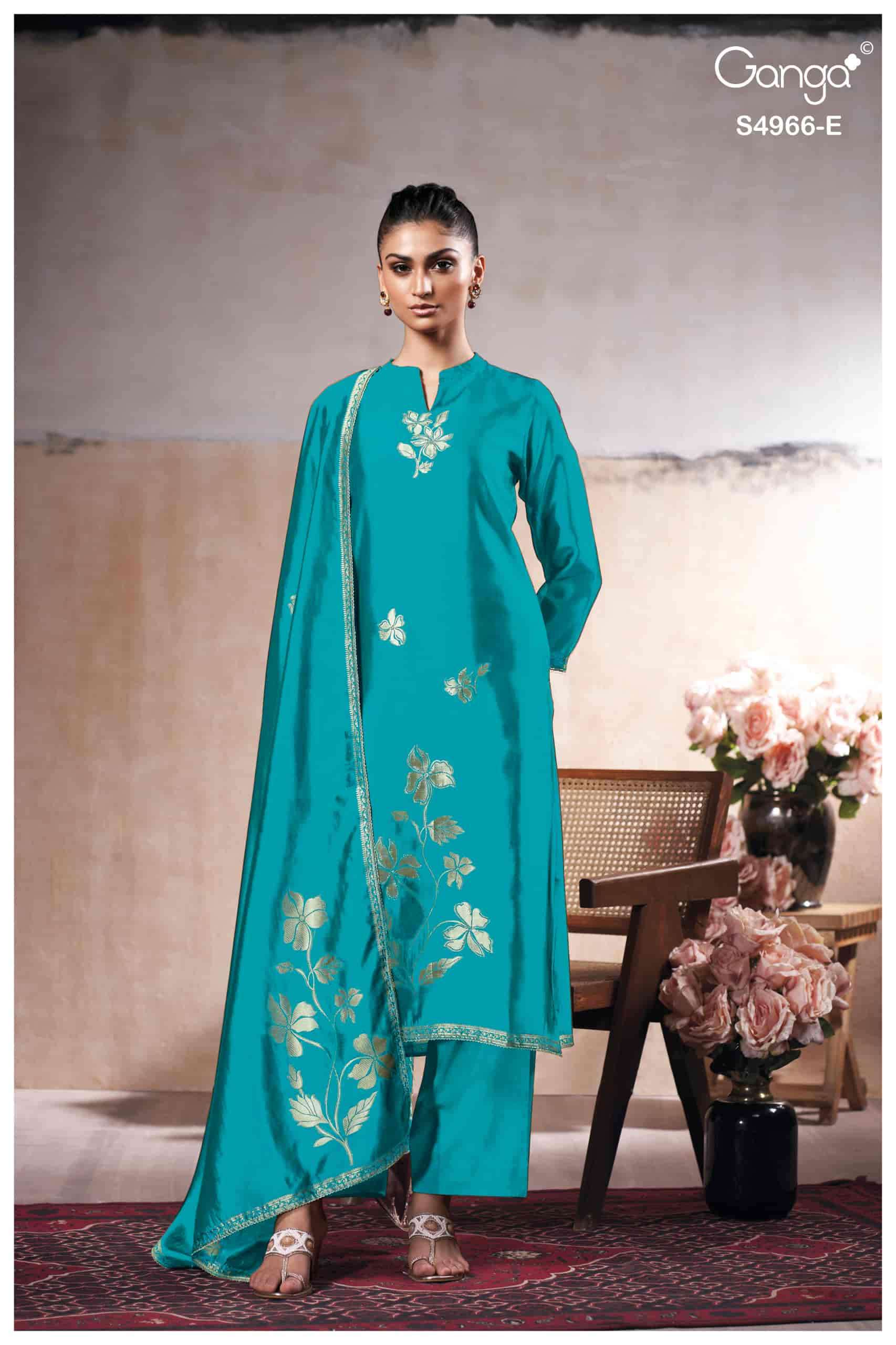 My Fashion Road Ganga Fashion Nivora Pure Woven Silk Designer Suit | S4966 – E My Fashion Road Ganga Fashion Nivora Pure Woven Silk Designer Suit | S4966 – E