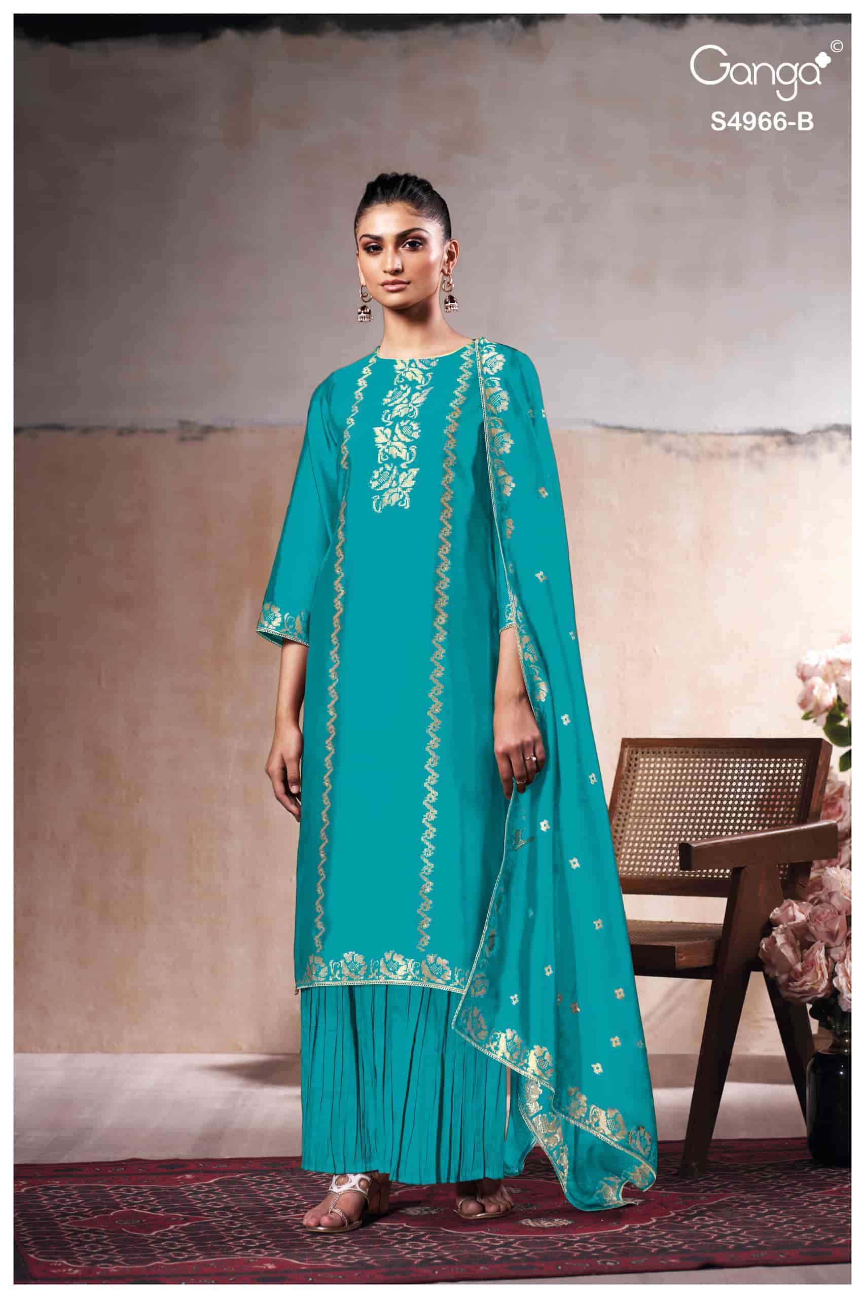 My Fashion Road Ganga Fashion Nivora Pure Woven Silk Designer Suit | S4966 – B My Fashion Road Ganga Fashion Nivora Pure Woven Silk Designer Suit | S4966 – B
