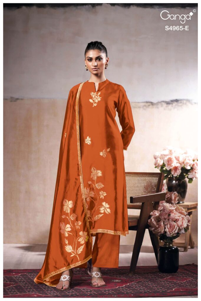 My Fashion Road Ganga Fashion Piyelika Pure Woven Silk Ladies Suit | S4965 – E