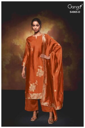 My Fashion Road Ganga Fashion Piyelika Pure Woven Silk Ladies Suit | S4965 – D