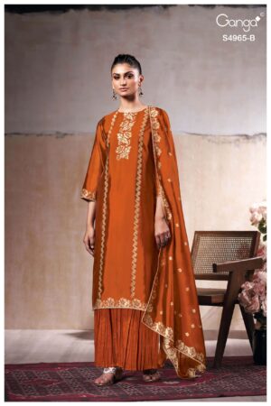 My Fashion Road Ganga Fashion Piyelika Pure Woven Silk Ladies Suit | S4965 – B