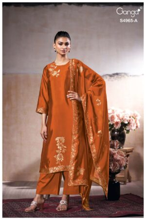 My Fashion Road Ganga Fashion Piyelika Pure Woven Silk Ladies Suit | S4965 – A