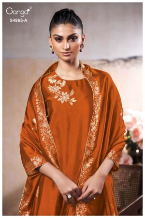 My Fashion Road Ganga Fashion Piyelika Pure Woven Silk Ladies Suit | S4965 – A
