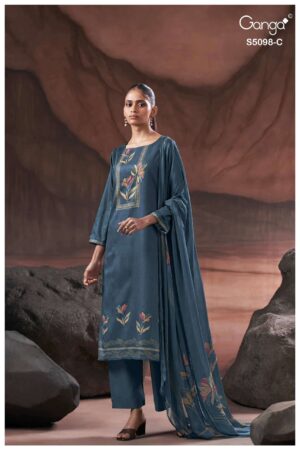 My Fashion Road Ganga Fashion Primrose Cotton Satin Ladies Suit | S5098-C