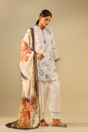 My Fashion Road Sana Safinaz Embroidered Muzlin Unstitched Suit – SS35