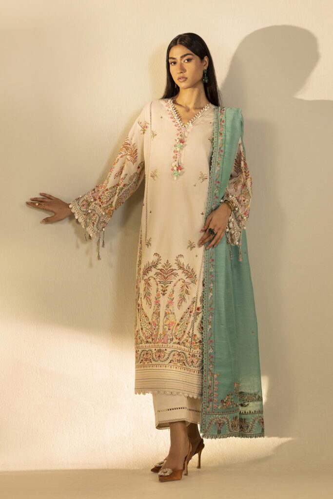My Fashion Road Sana Safinaz Embroidered Muzlin Unstitched Suit – SS40