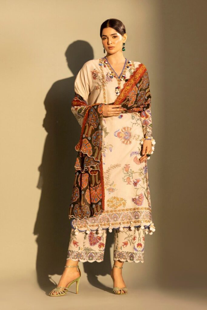My Fashion Road Sana Safinaz Embroidered Muzlin Unstitched Suit – SS1