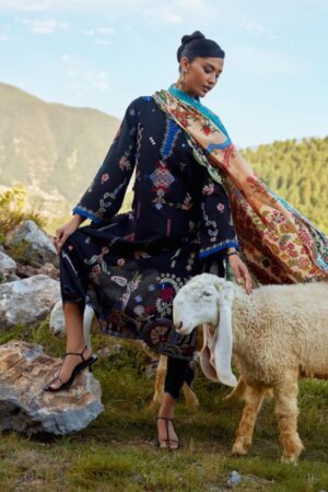 My Fashion Road Sana Safinaz Embroidered Muzlin Unstitched Suit – SS17