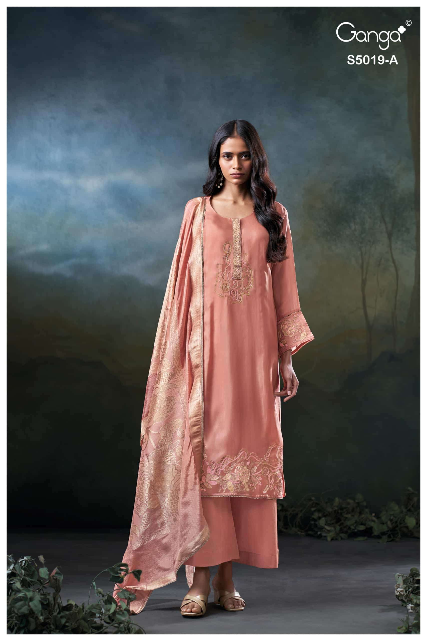 My Fashion Road Ganga Fashion Anshika Designer Pure Bemberg Silk Suit | S5019 – A My Fashion Road Ganga Fashion Anshika Designer Pure Bemberg Silk Suit | S5019 – A