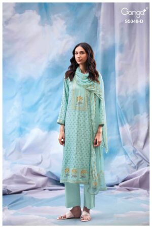 My Fashion Road Ganga Fashion Faanvi Exclusive Cotton Satin Premium Suit | S5048 – D