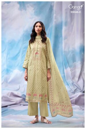 My Fashion Road Ganga Fashion Faanvi Exclusive Cotton Satin Premium Suit | S5048 – C