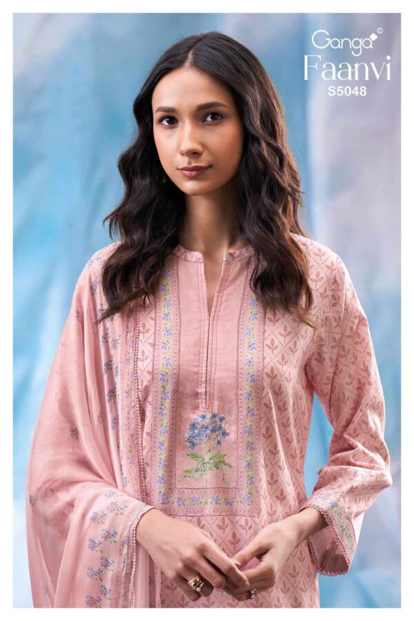 My Fashion Road Ganga Fashion Faanvi Exclusive Cotton Satin Premium Suit | S5048 – B