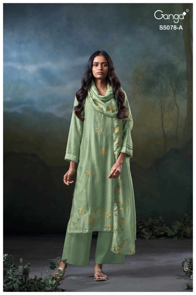 My Fashion Road Ganga Fashion Fiana Partywear Style Pure Bemberg Silk Suit | 5078 – A