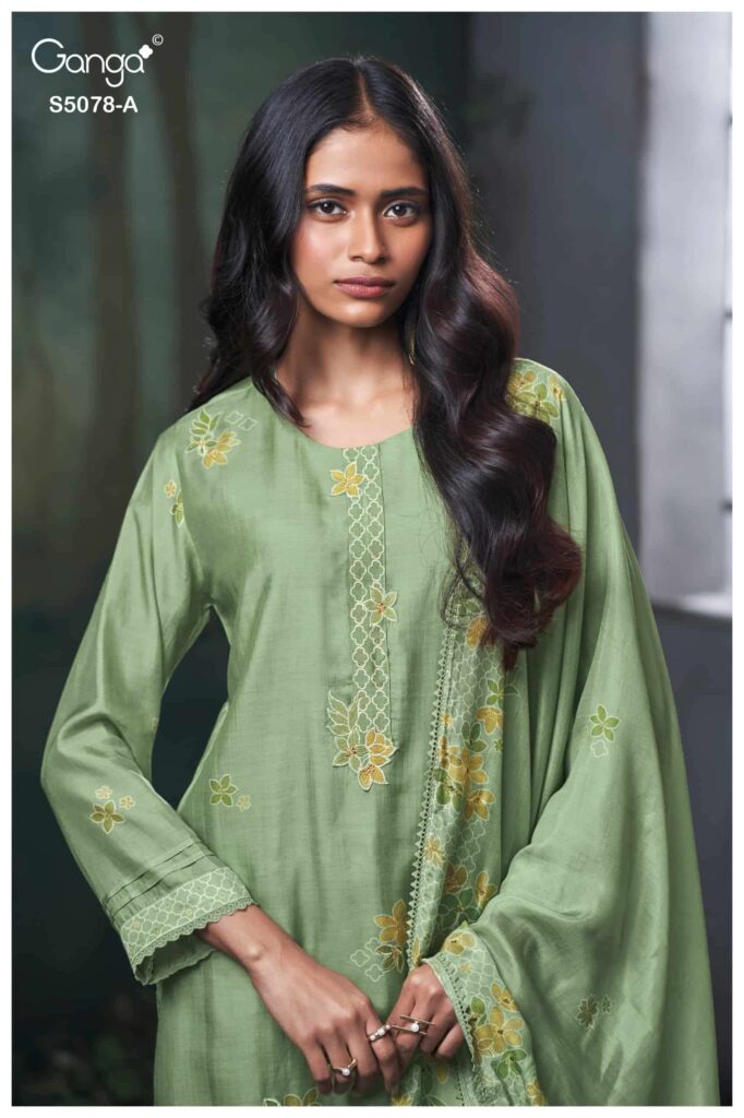 My Fashion Road Ganga Fashion Fiana Partywear Style Pure Bemberg Silk Suit | 5078 – A