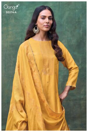 My Fashion Road Ganga Fashion Hiyana Pure Woven Silk Designer Suit Set | S5374 – A