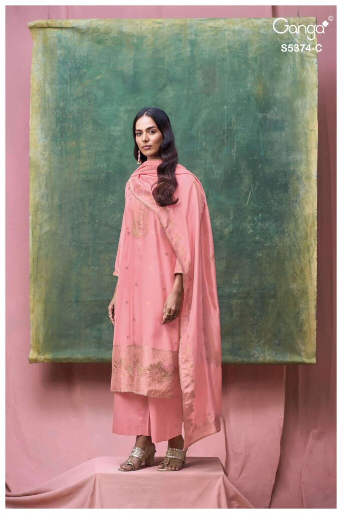My Fashion Road Ganga Fashion Hiyana Pure Woven Silk Designer Suit Set | S5374 – C