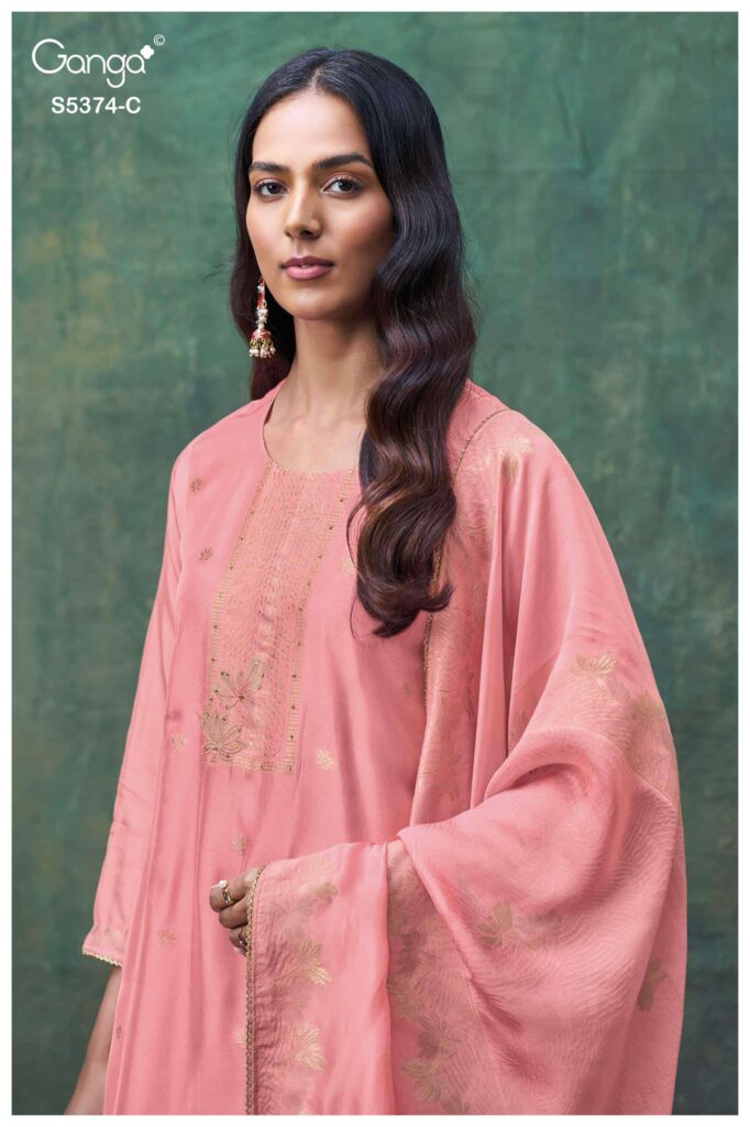 My Fashion Road Ganga Fashion Hiyana Pure Woven Silk Designer Suit Set | S5374 – C