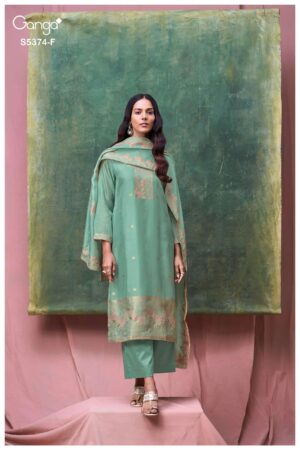 My Fashion Road Ganga Fashion Hiyana Pure Woven Silk Designer Suit Set | S5374 – F