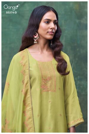 My Fashion Road Ganga Fashion Hiyana Pure Woven Silk Designer Suit Set | S5374 – D