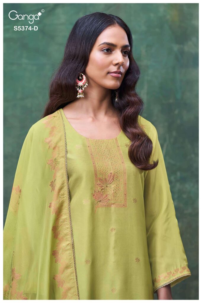 My Fashion Road Ganga Fashion Hiyana Pure Woven Silk Designer Suit Set | S5374 – D