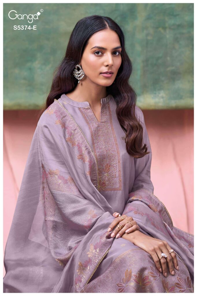 My Fashion Road Ganga Fashion Hiyana Pure Woven Silk Designer Suit Set | S5374 – E