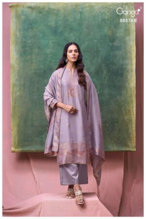 My Fashion Road Ganga Fashion Hiyana Pure Woven Silk Designer Suit Set | S5374 – E