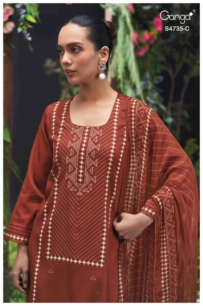 My Fashion Road Ganga Fashion Kiyanshi Fancy Cotton Satin Suit | S4735 – C
