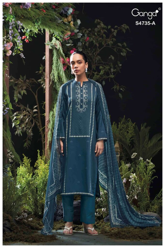 My Fashion Road Ganga Fashion Kiyanshi Fancy Cotton Satin Suit | S4735 – A