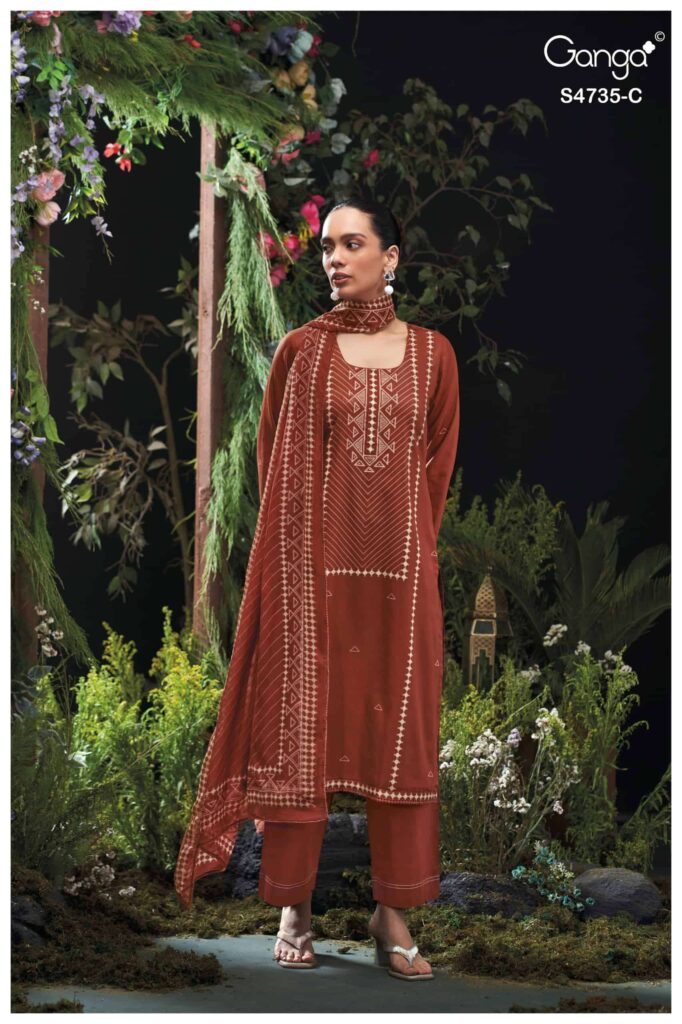 My Fashion Road Ganga Fashion Kiyanshi Fancy Cotton Satin Suit | S4735 – C