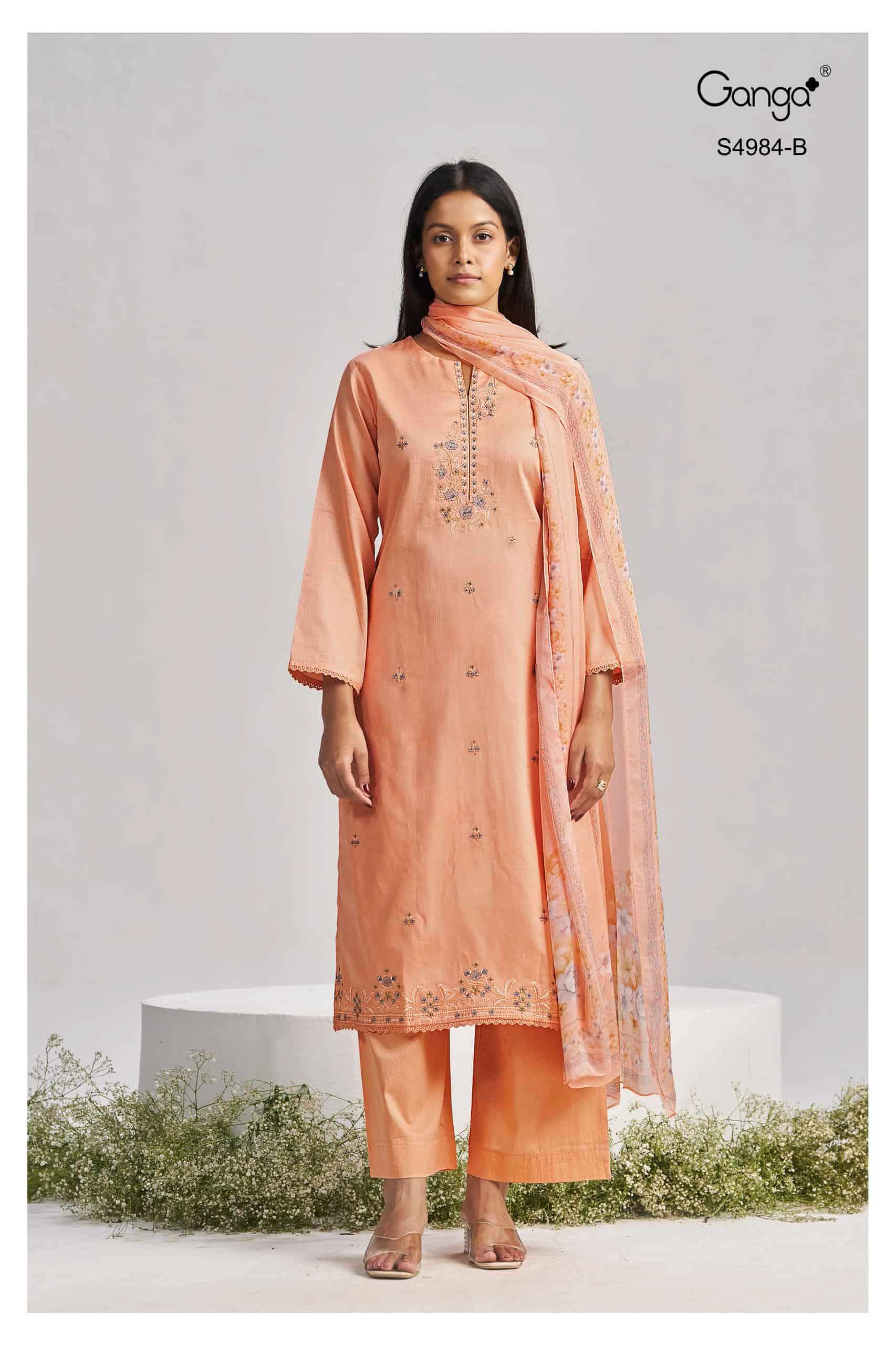My Fashion Road Ganga Fashion Lishka Premium Cotton Satin Suit | S4984 – B My Fashion Road Ganga Fashion Lishka Premium Cotton Satin Suit | S4984 – B