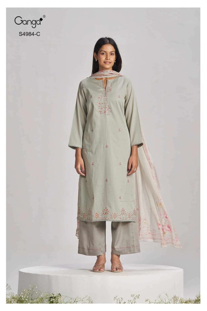 My Fashion Road Ganga Fashion Lishka Premium Cotton Satin Suit | S4984 – C