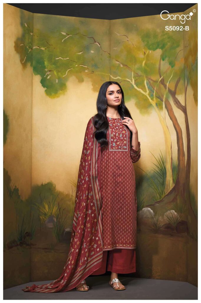 My Fashion Road Ganga Fashion Nieveka Premium Cotton Satin Suit | S5092 – B