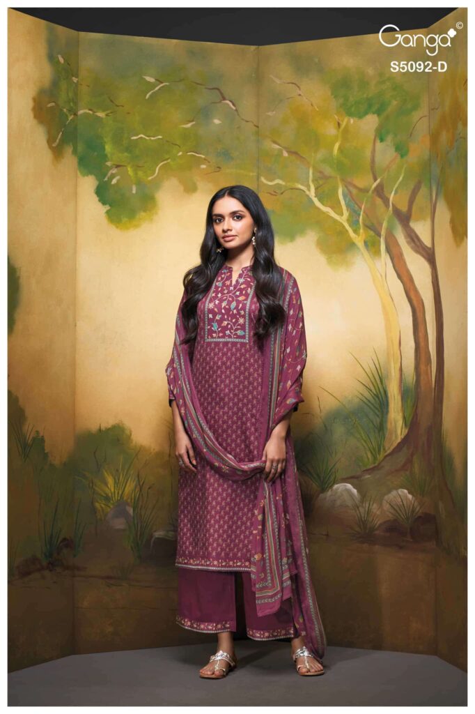 My Fashion Road Ganga Fashion Nieveka Premium Cotton Satin Suit | S5092 – D
