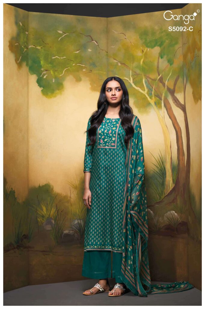 My Fashion Road Ganga Fashion Nieveka Premium Cotton Satin Suit | S5092 – C