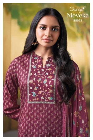 My Fashion Road Ganga Fashion Nieveka Premium Cotton Satin Suit | S5092 – D