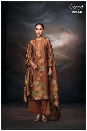 My Fashion Road Ganga Fashion Phiona Pure Woven Silk Partywear Suit | S5082 – D