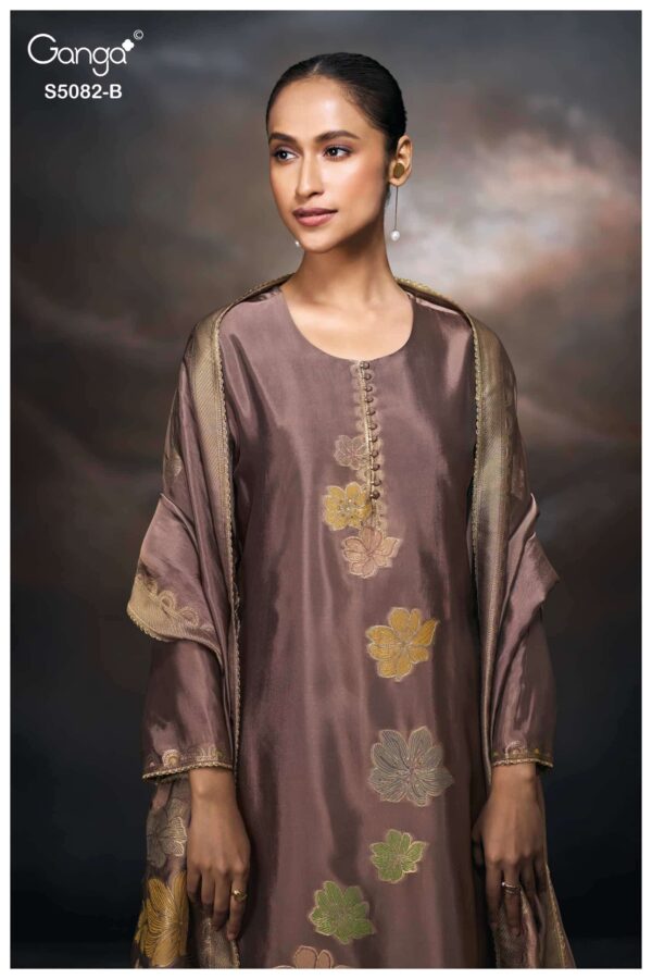 My Fashion Road Ganga Fashion Phiona Pure Woven Silk Partywear Suit | S5082 – B