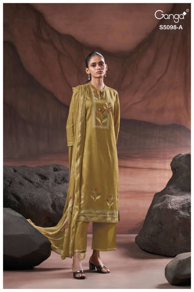 My Fashion Road Ganga Fashion Primrose Cotton Satin Ladies Suit | S5098-A